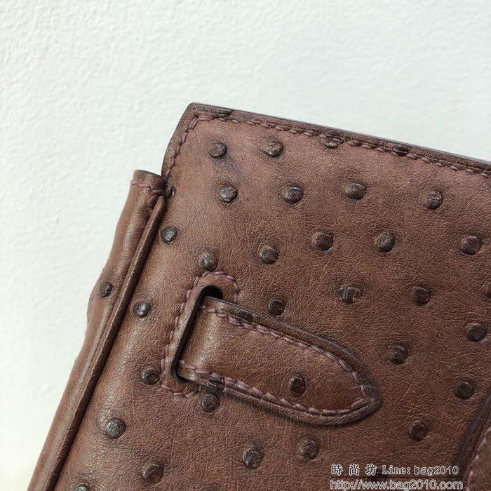 HERMES愛馬仕 鉑金包 Birkin 30 南非原產KK級鴕鳥皮 頂級工藝 手縫蠟線   Ama1195